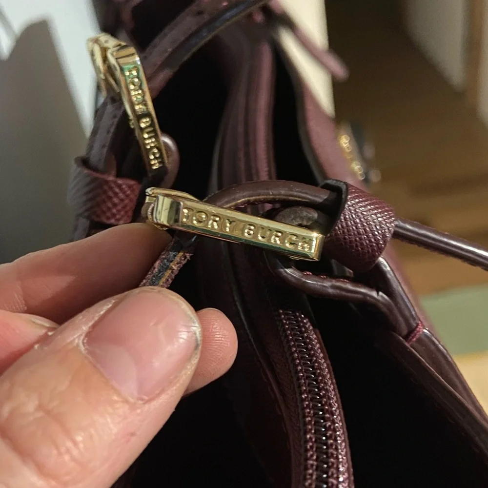 Tory Burch Burgundy Saffiano Leather Tote